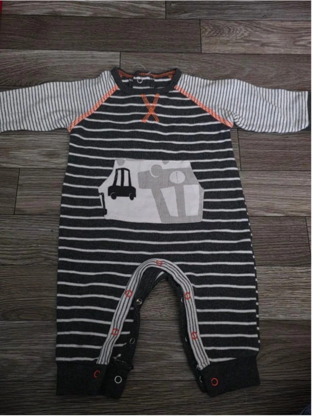 Baby‎ Rene Rofe Striped Bodysuit 0-3 Months Gray Orange